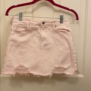pink denim skirt